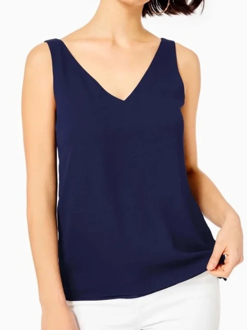 NWT Lilly Pulitzer Navy Blue Reversible Florin Sleeveless V-neck Tank Size XL